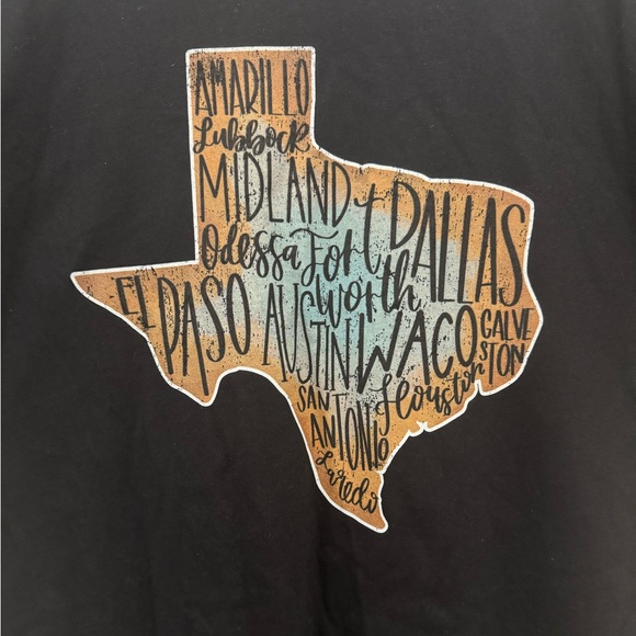 Texas Cities Graphic Tee Black Unisex Short Sleeve Shirt Size M - Picture 7 of 9